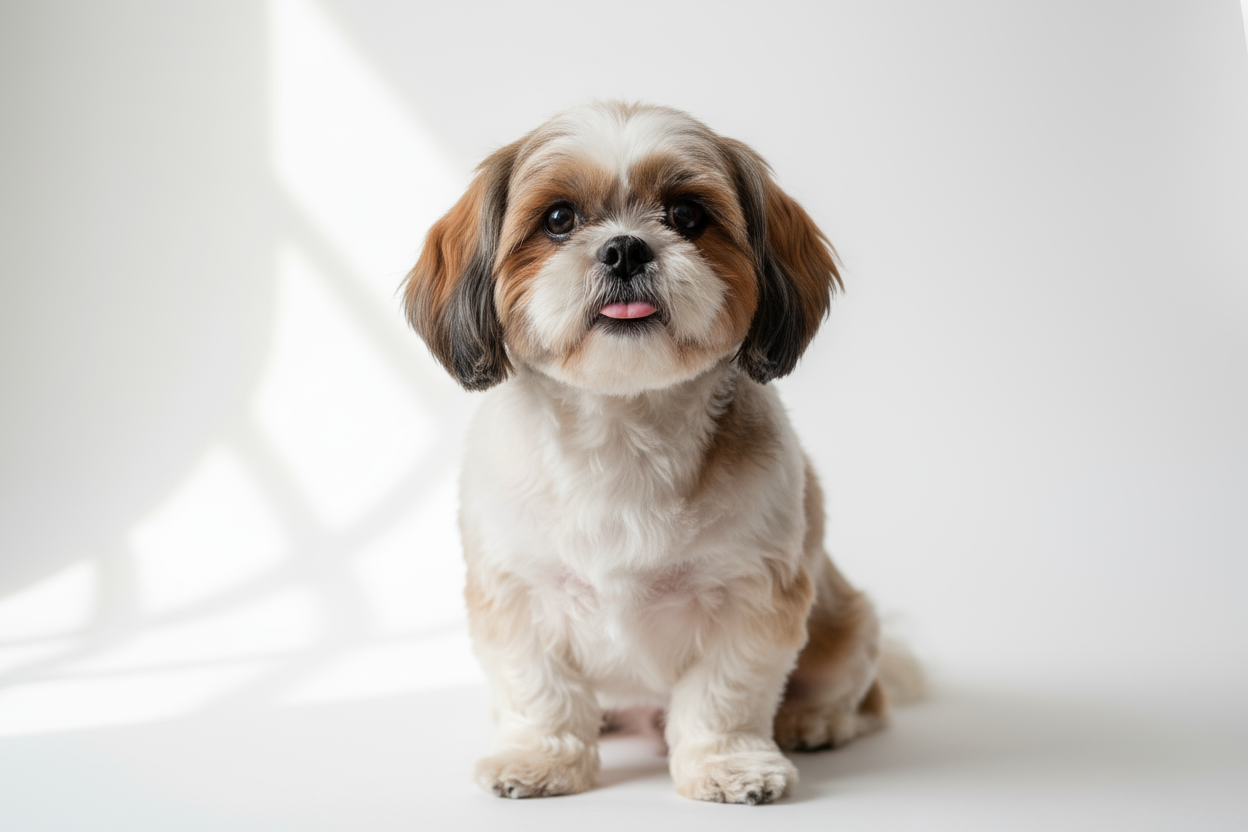 A small dog stepping easily through a quiet Hale flexible flap